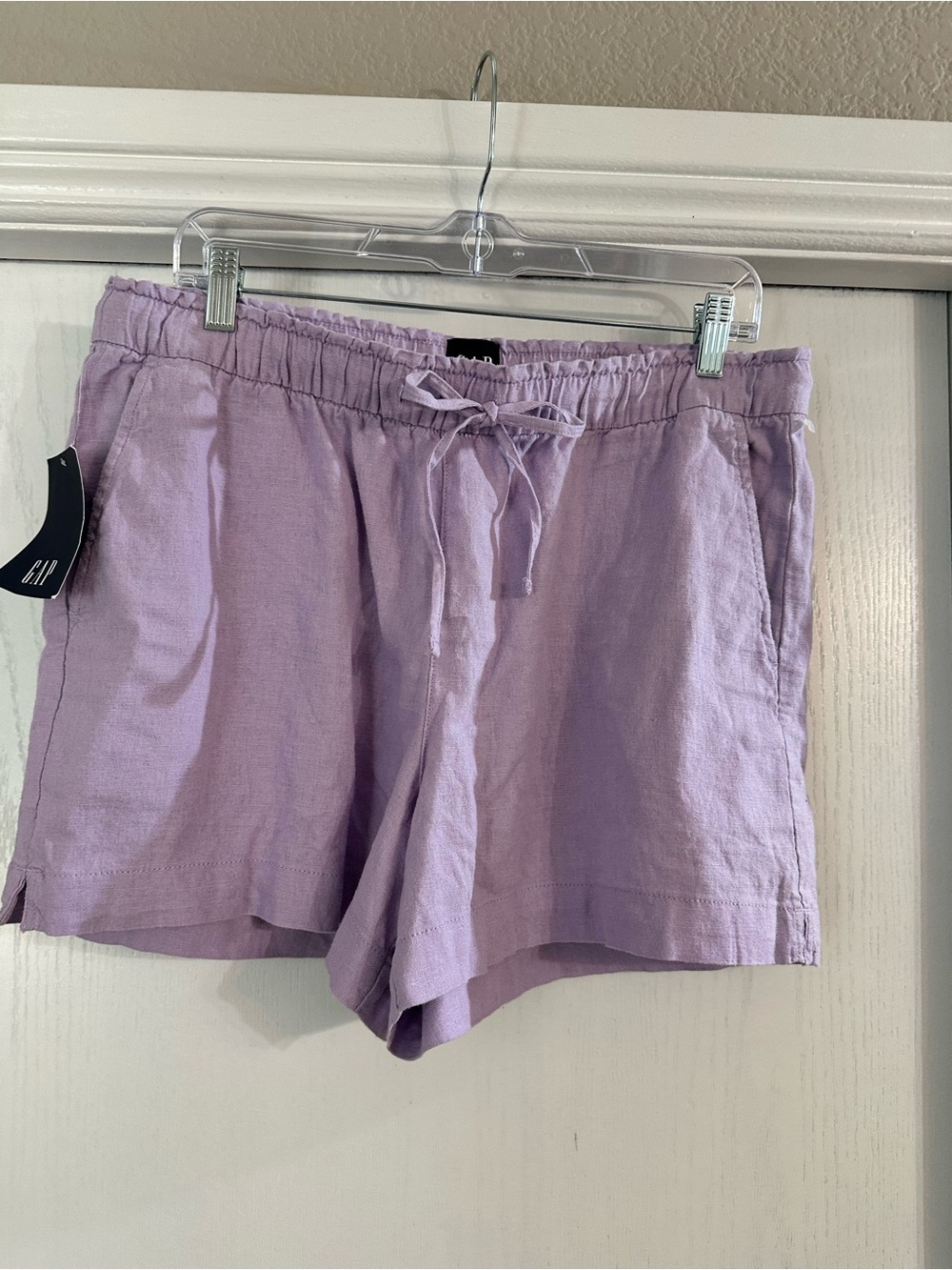 GAP Lavender Drawstring High-Waist Linen-Blend Women’s Shorts